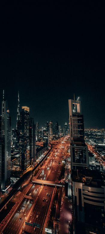 Обои 1080x2400 Дубай, ОАЭ, ночной город