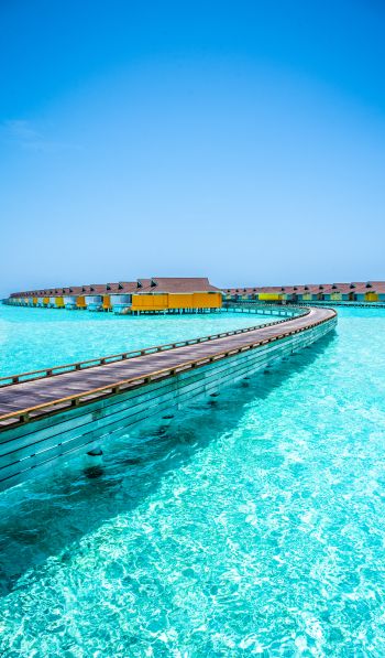 Обои 600x1024 Мальдивы, лазурное море, отдых