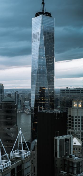 skyscraper, New York, USA Wallpaper 1080x2280