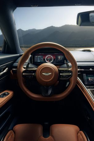 Bentley, leather interior, steering wheel Wallpaper 640x960