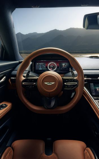 Bentley, leather interior, steering wheel Wallpaper 800x1280