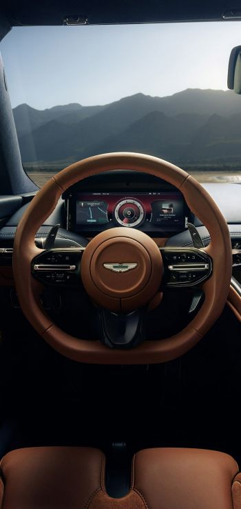Обои 720x1520 Bentley, кожаный салон, руль