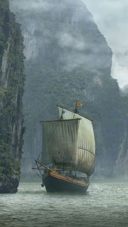 ship, landscape, sailboat Wallpaper 640x1136