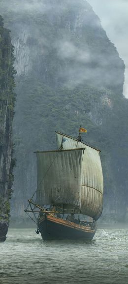 ship, landscape, sailboat Wallpaper 1080x2400