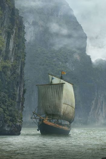 ship, landscape, sailboat Wallpaper 640x960