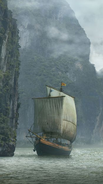 ship, landscape, sailboat Wallpaper 640x1136