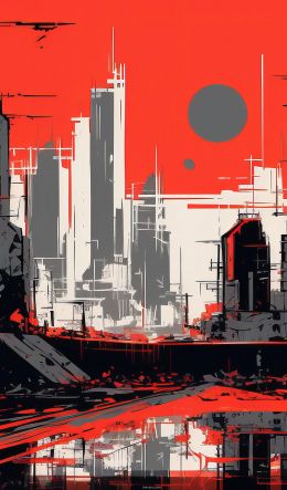 urban landscape, red Wallpaper 600x1024