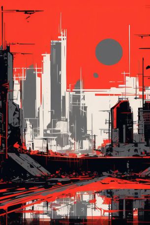 urban landscape, red Wallpaper 640x960