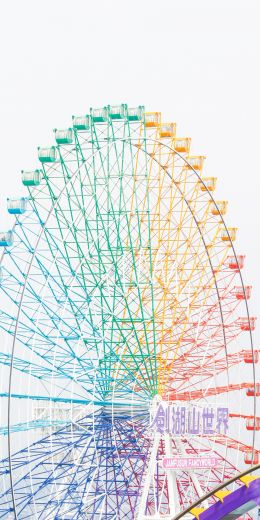 Обои 720x1440 колесо обозрения, аттракцион, белый