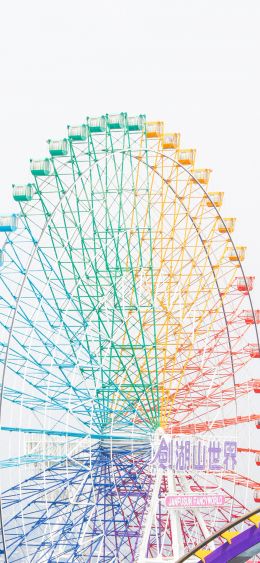 Обои 1080x2340 колесо обозрения, аттракцион, белый