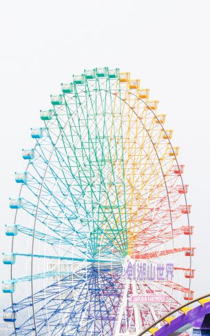 ferris wheel, attraction, white Wallpaper 1752x2800