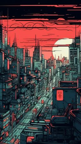 urban landscape, red Wallpaper 1080x1920