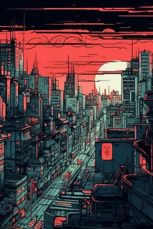 urban landscape, red Wallpaper 640x960