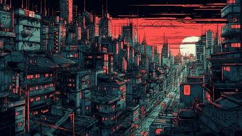 urban landscape, red Wallpaper 1366x768