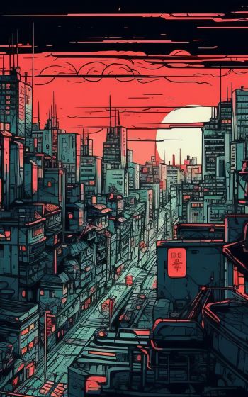 urban landscape, red Wallpaper 1200x1920