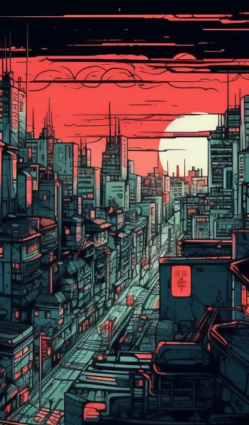 urban landscape, red Wallpaper 600x1024