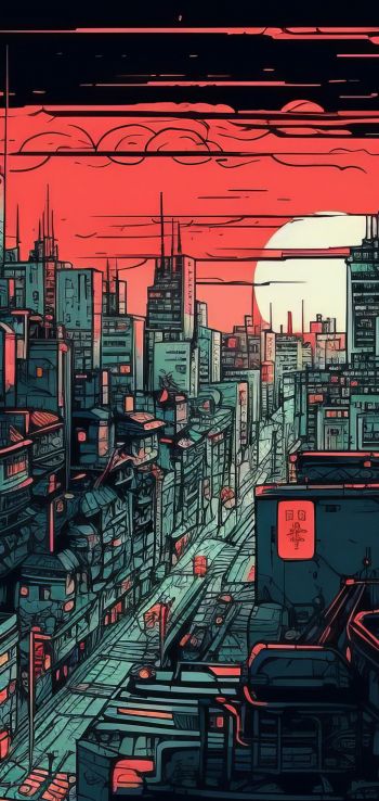 urban landscape, red Wallpaper 720x1520