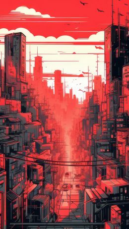 cityscape, red, city Wallpaper 750x1334
