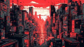 cityscape, red, city Wallpaper 1600x900