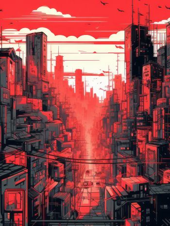 cityscape, red, city Wallpaper 1536x2048