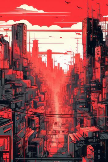 cityscape, red, city Wallpaper 640x960