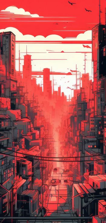 cityscape, red, city Wallpaper 720x1520