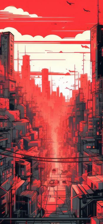 cityscape, red, city Wallpaper 828x1792