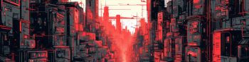 cityscape, red, city Wallpaper 1590x400