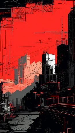 urban landscape, red Wallpaper 750x1334