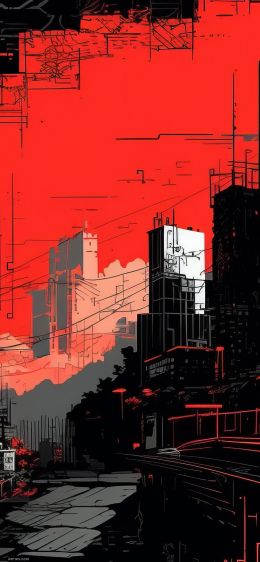 urban landscape, red Wallpaper 828x1792
