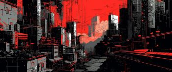 urban landscape, red Wallpaper 2560x1080