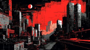 urban landscape, red Wallpaper 1600x900