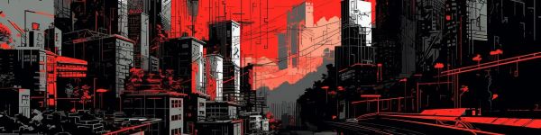 urban landscape, red Wallpaper 1590x400