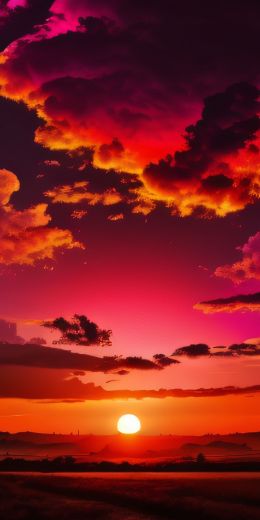 Обои 720x1440 закат, пейзаж, красное небо