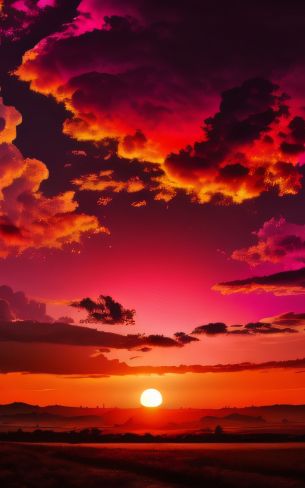 sunset, landscape, red sky Wallpaper 800x1280