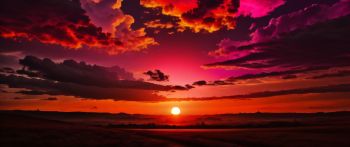 sunset, landscape, red sky Wallpaper 2560x1080