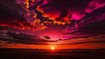 Обои 2048x1152 закат, пейзаж, красное небо