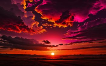 sunset, landscape, red sky Wallpaper 1920x1200