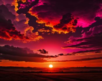 sunset, landscape, red sky Wallpaper 1280x1024