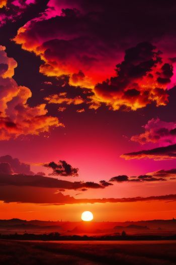 sunset, landscape, red sky Wallpaper 640x960