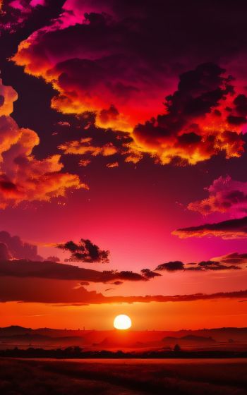 sunset, landscape, red sky Wallpaper 800x1280
