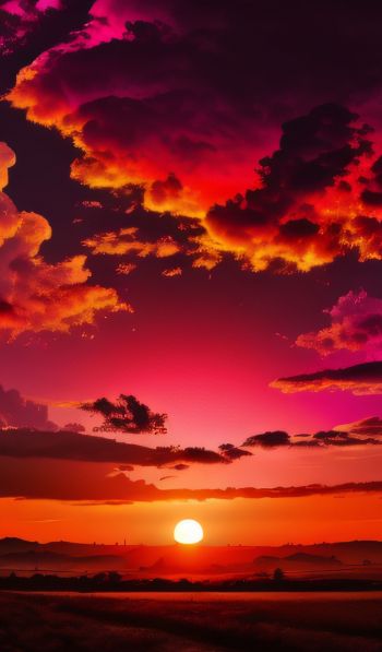 sunset, landscape, red sky Wallpaper 600x1024
