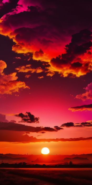 sunset, landscape, red sky Wallpaper 720x1440