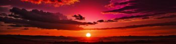sunset, landscape, red sky Wallpaper 1590x400