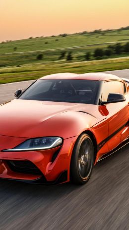 Toyota GR Supra, red car, speed Wallpaper 640x1136