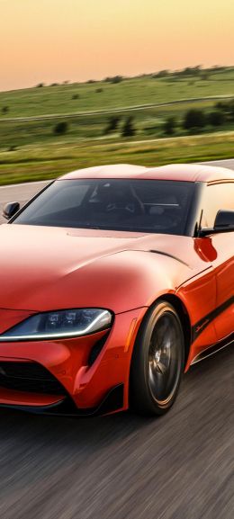 Toyota GR Supra, red car, speed Wallpaper 720x1600