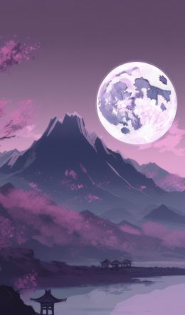 Japan, landscape, mountains, purple Wallpaper 600x1024