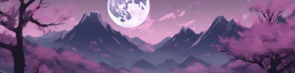 Japan, landscape, mountains, purple Wallpaper 1590x400