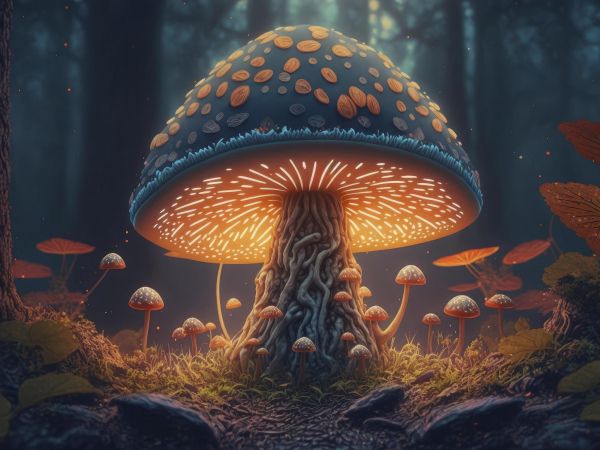 mushroom forest, mushroom, glow Wallpaper 800x600