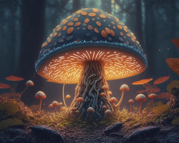 mushroom forest, mushroom, glow Wallpaper 1280x1024